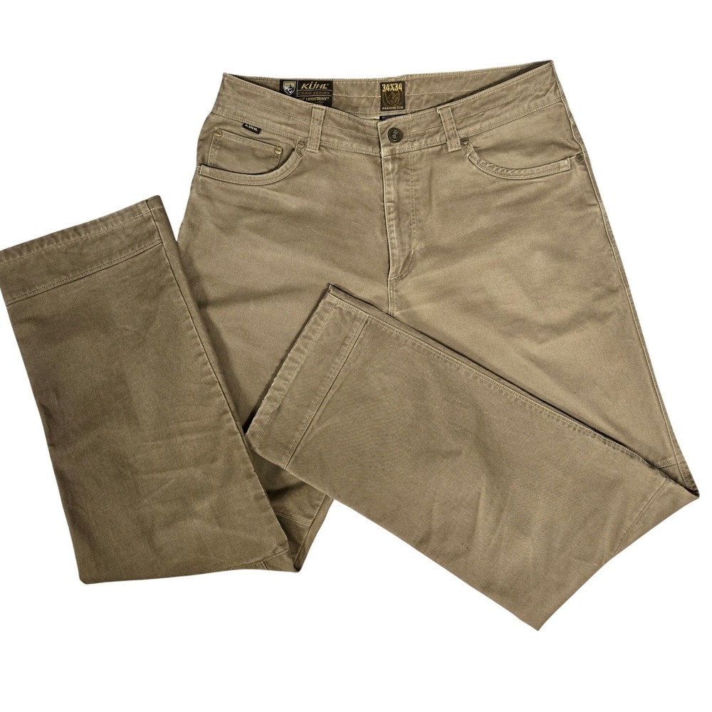 Kuhl Rydr Crag Series Khaki Tan Articulated Knee Hiking Utility Pants Mens 34x34